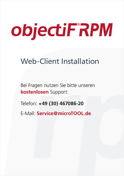 objectiF RPM Web-Client Installation
