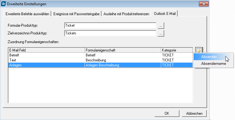 Outlook E-Mail Import in in-STEP BLUE 7
