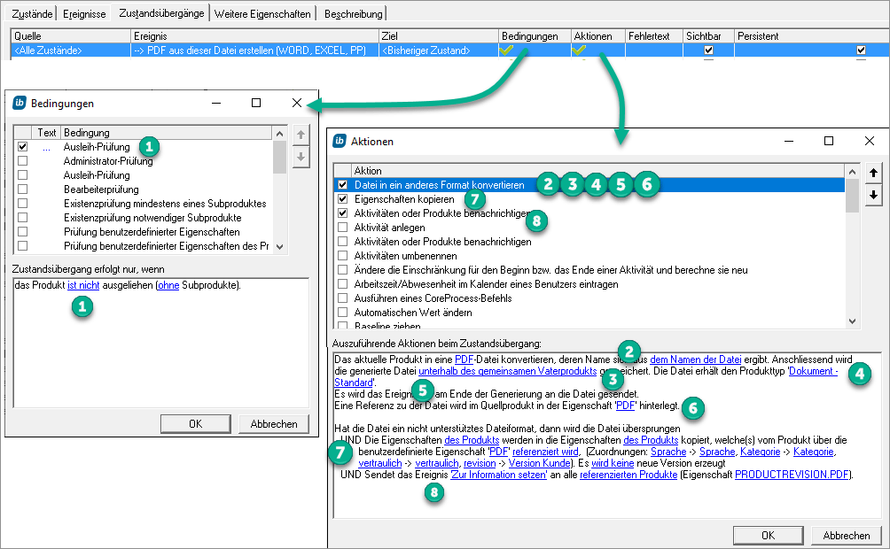 in-STEP BLUE inTeam - PDFs generieren - Zustände-Ereignisse-Übergänge