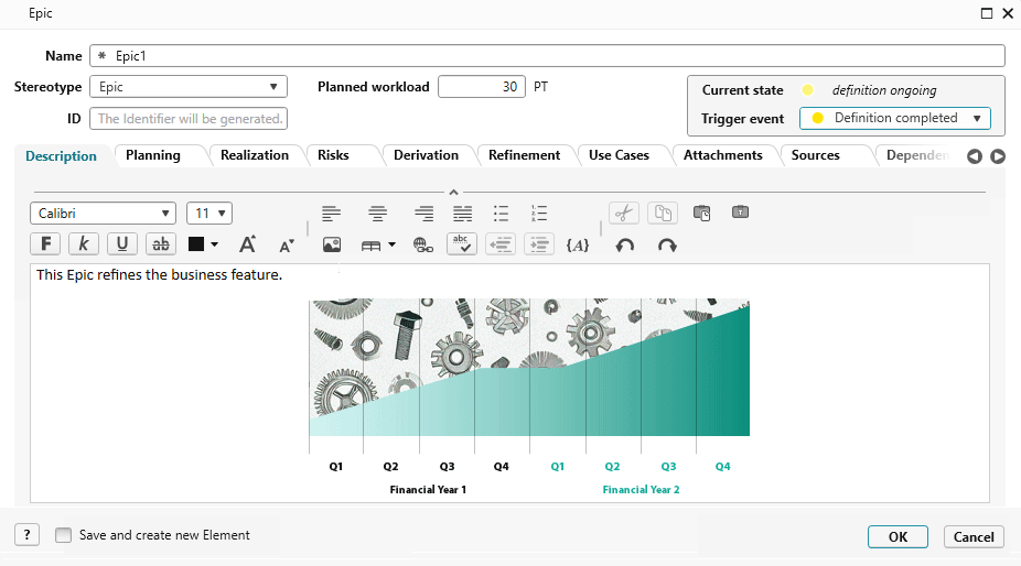 Attributes of a requirement in a form Attributes of a requirement in a form in objectiF RPM and objectiF RM