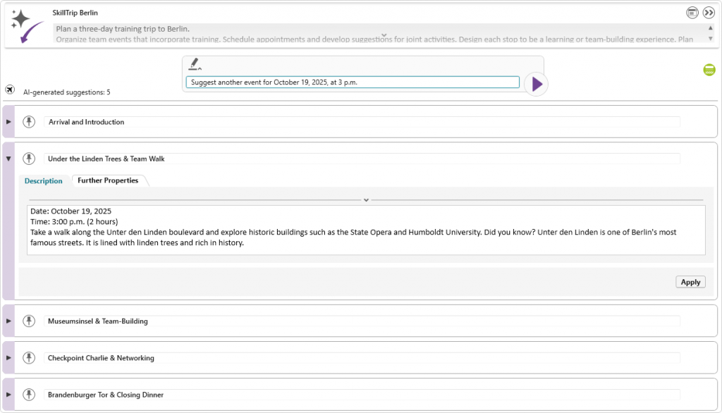 Screenshot of additional prompt for a new set of team events 