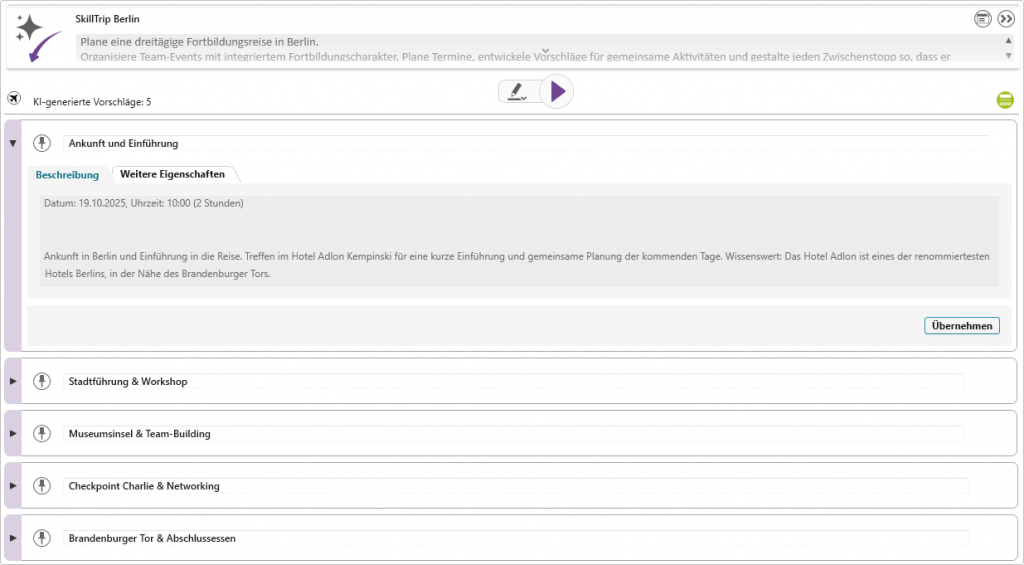 Ergebnis nach der 1. Ausführung des KI-Assistenten
