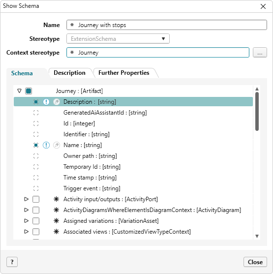 Sreenshot of the schema journey with stops