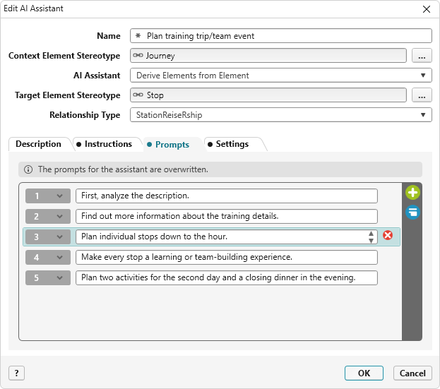 Screenshot of writing the prompt