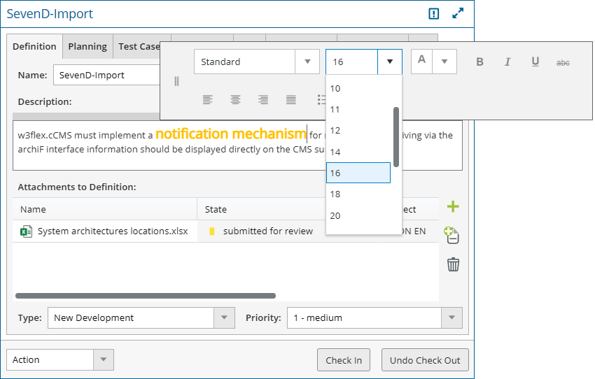 Requirements form Requirements form in in-STEP BLUE