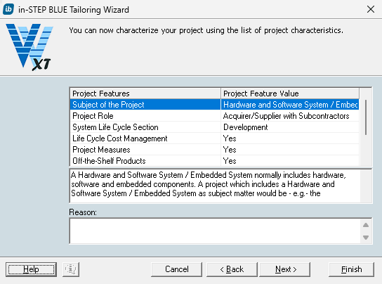 Tailoring Wizard in in-STEP BLUE V-Model Edition Tailoring Wizard in in-STEP BLUE V-Model Edition