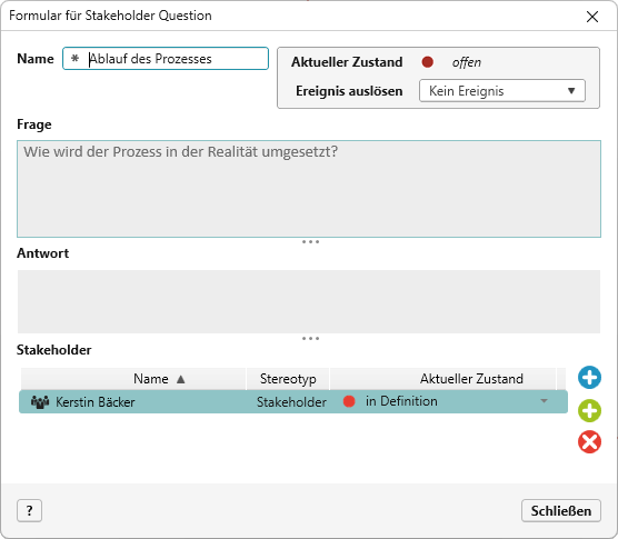 Formular für Stakeholder in objectiF RPM