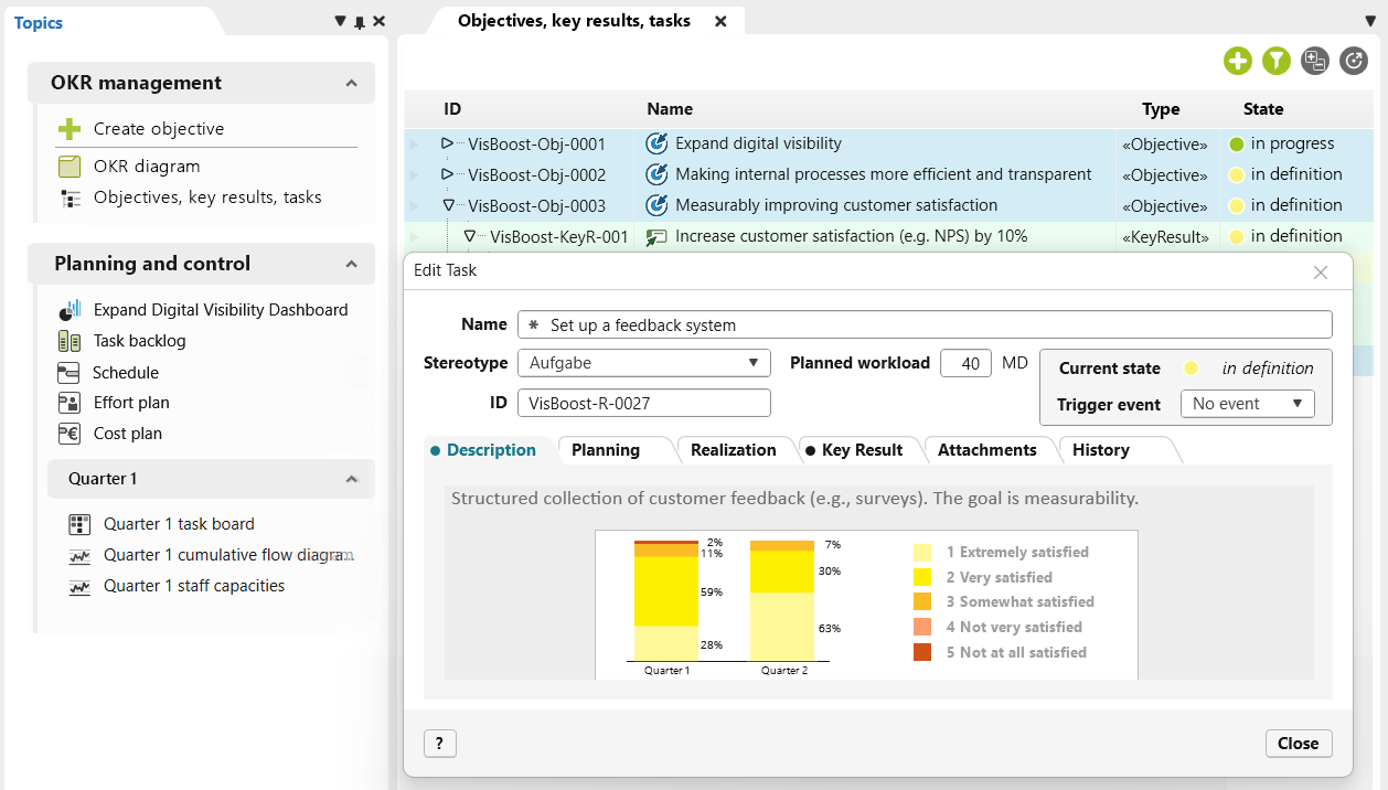 Create Tasks for Key Results- OKR Cycle in objectiF RPM Create Tasks for Key Results - OKR Cycle in objectiF RPM