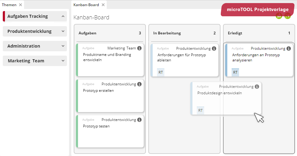 Kanban Projektvorlage Projektvorlage Kanban in objectiF RPM