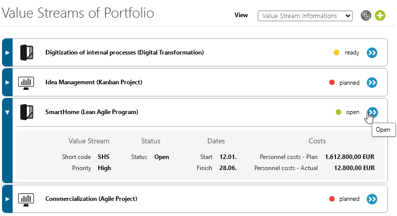 Value Streams of Portfolio Value Streams of Portfolio in objectiF RPM